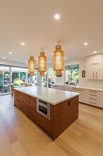 image of beautiful luxury kitchen with neolith countertops and UA Floors flooring